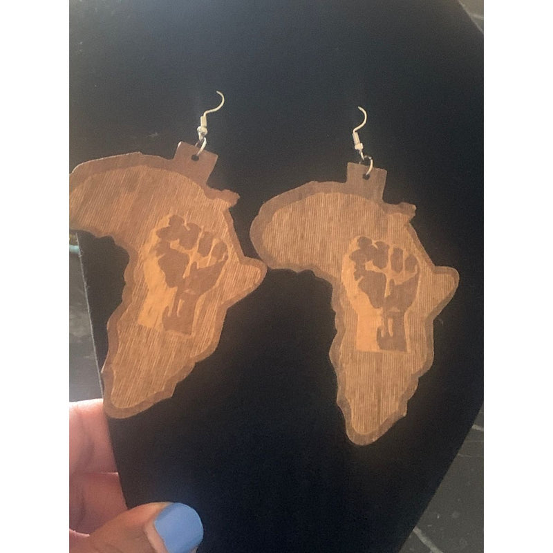 African map wooden earrings