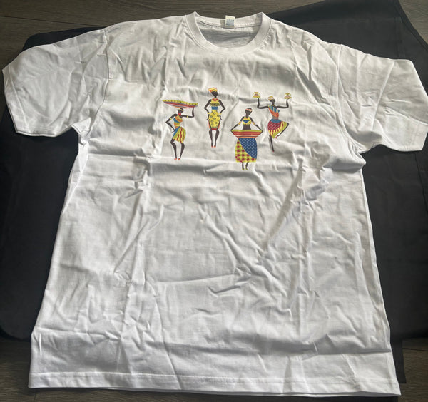 African inspired tshirt 4 person white