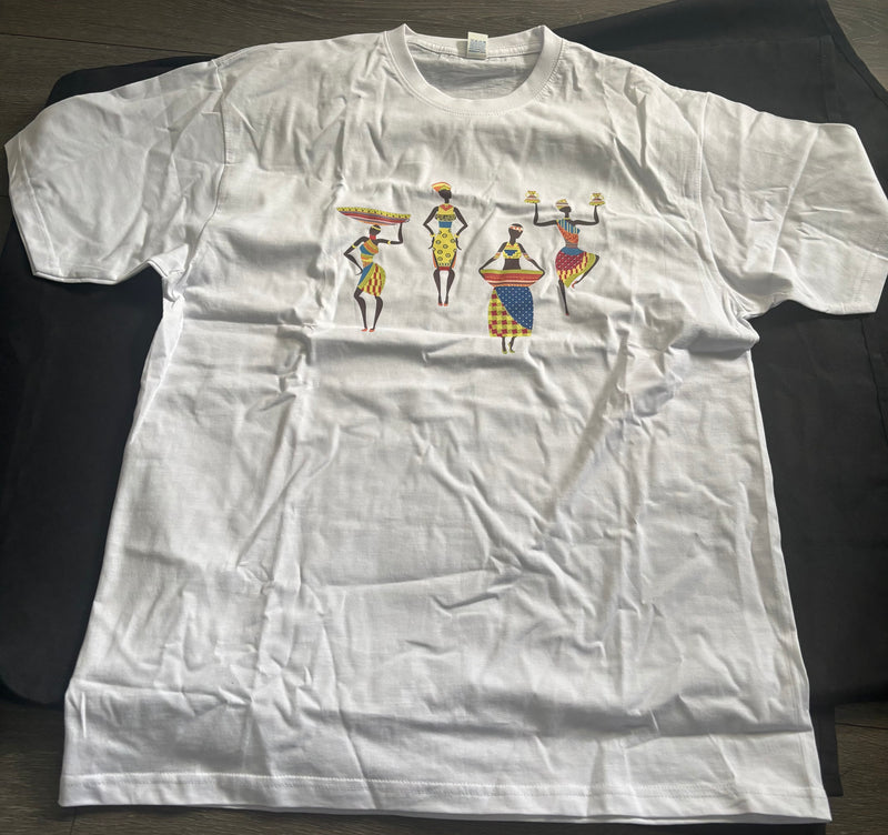 African inspired tshirt 4 person white
