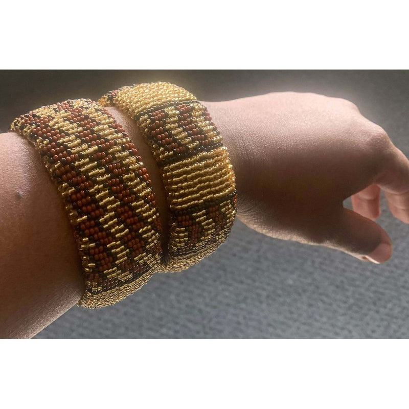 Brown and gold bangles