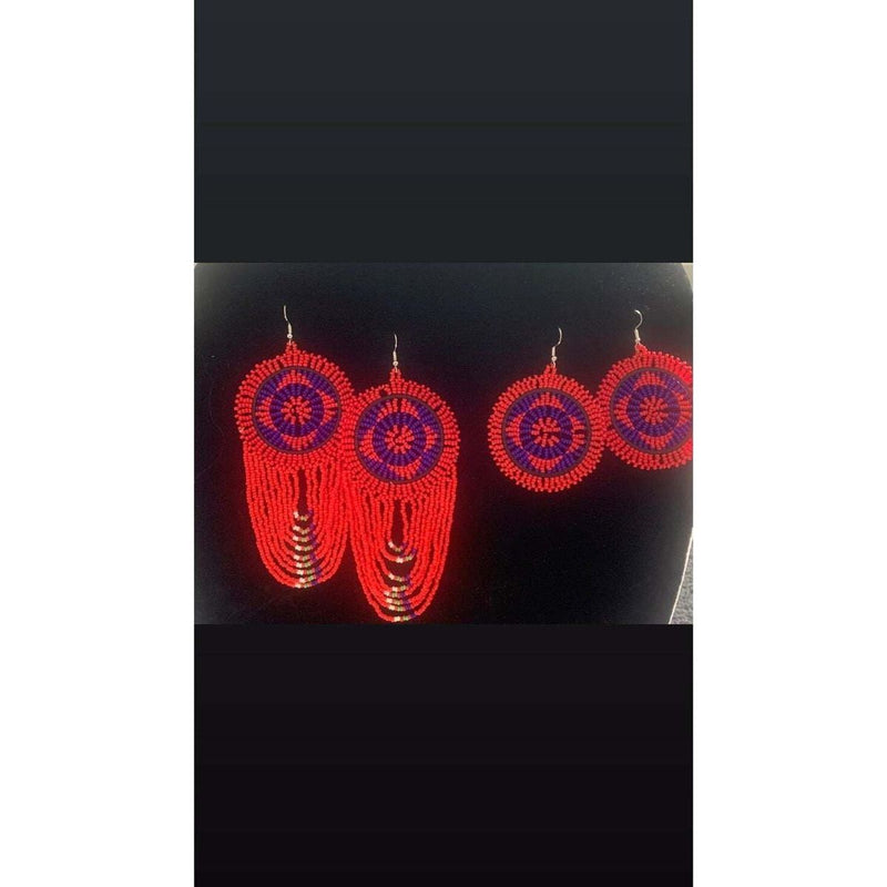 Red and blue earrings - Savannah Fashions